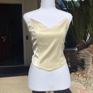 Cream-Colored Satin Strapless Corset size L
